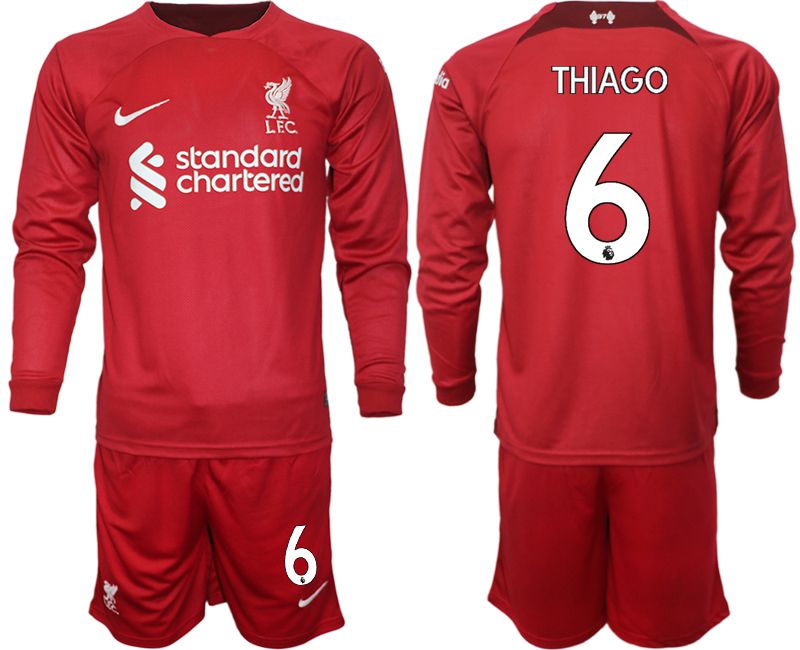 Men 2022-2023 Club Liverpool home long sleeves red #6 Soccer Jersey->liverpool jersey->Soccer Club Jersey